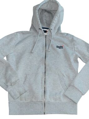 Light Gray Zip-Up Hoodie with embroidered Logo